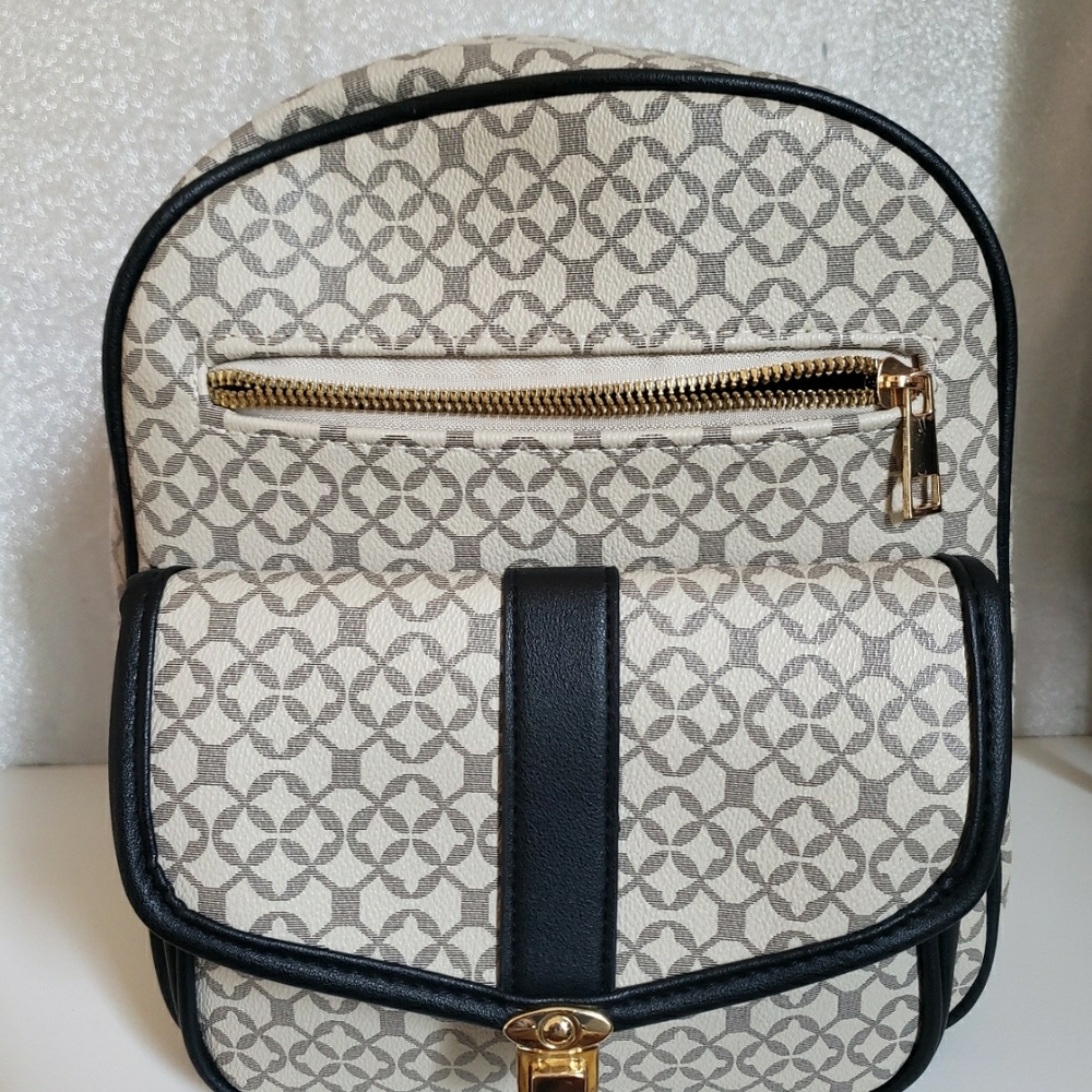 Elegant Black and Cream Women's Backpack